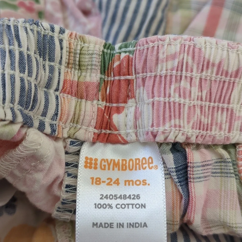 Gymboree | Cotton Madras Shorts- Stitched Patchwork | 18-24 M